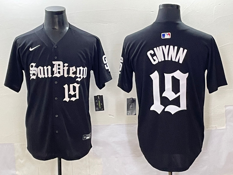Men's San Diego Padres Tony Gwynn #19 Black Jersey